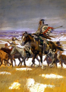1907 年冬のカラスの偵察 チャールズ マリオン ラッセル アメリカン インディアン Oil Paintings